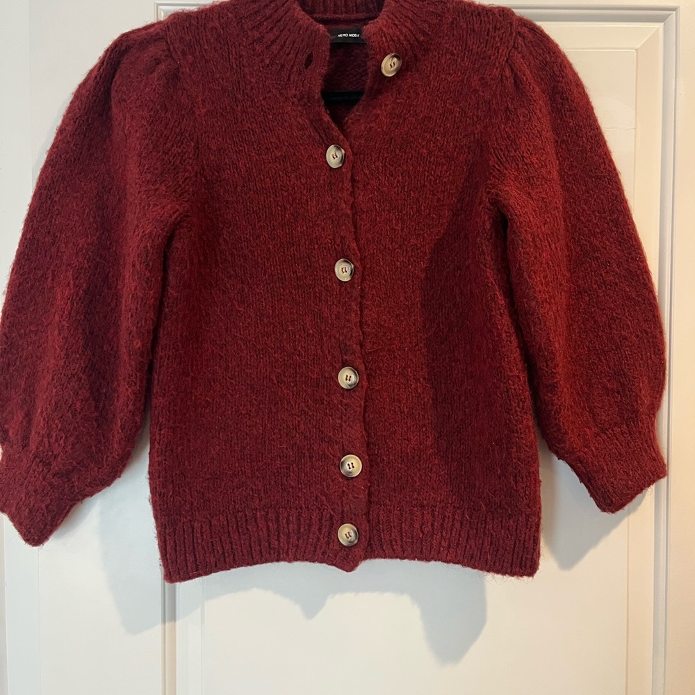 Vero Moda Burgundy Button-Up Cardigan